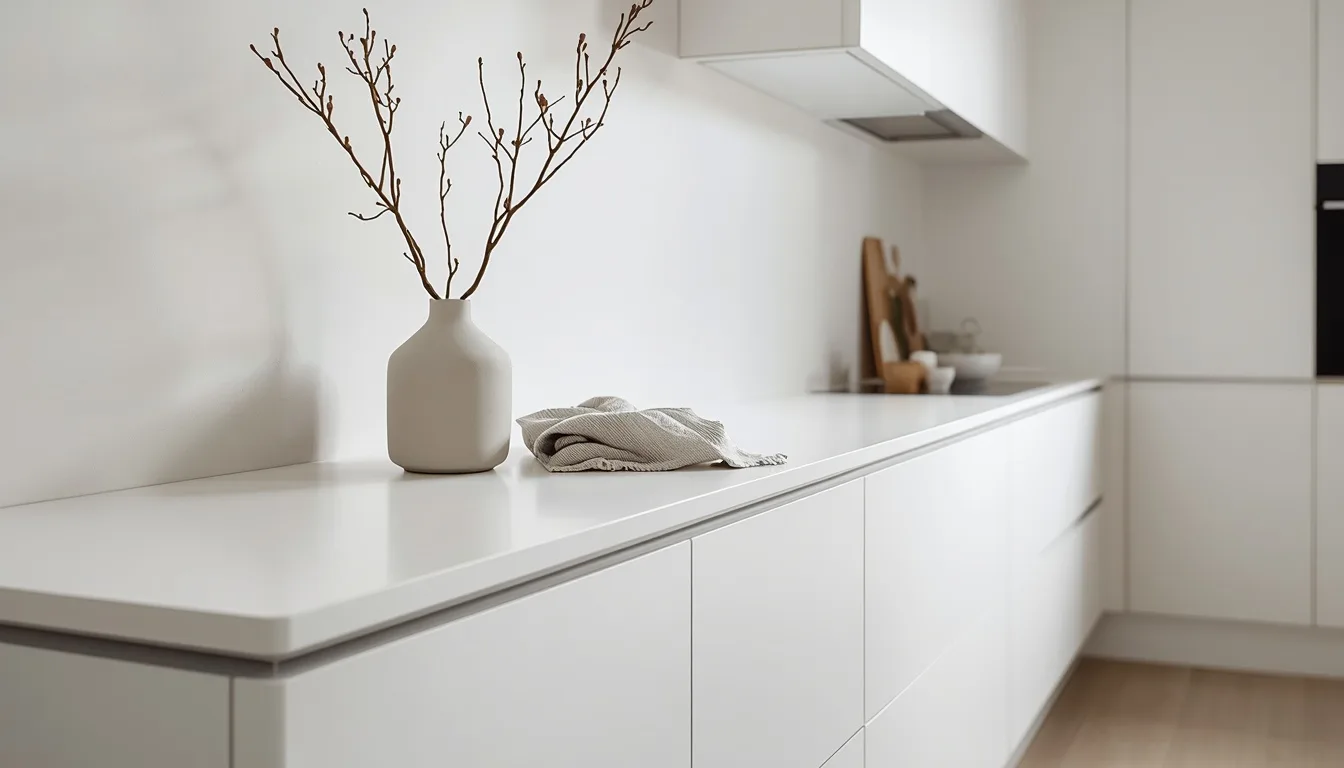 Dünne Arbeitsplatte mit schmaler Kante für einen modernen Look