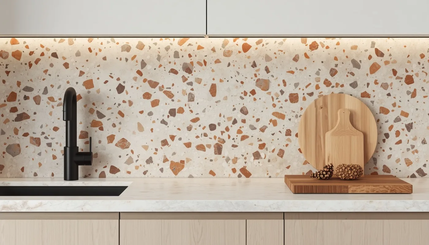 Küchenrückwand in Terrazzo Optik