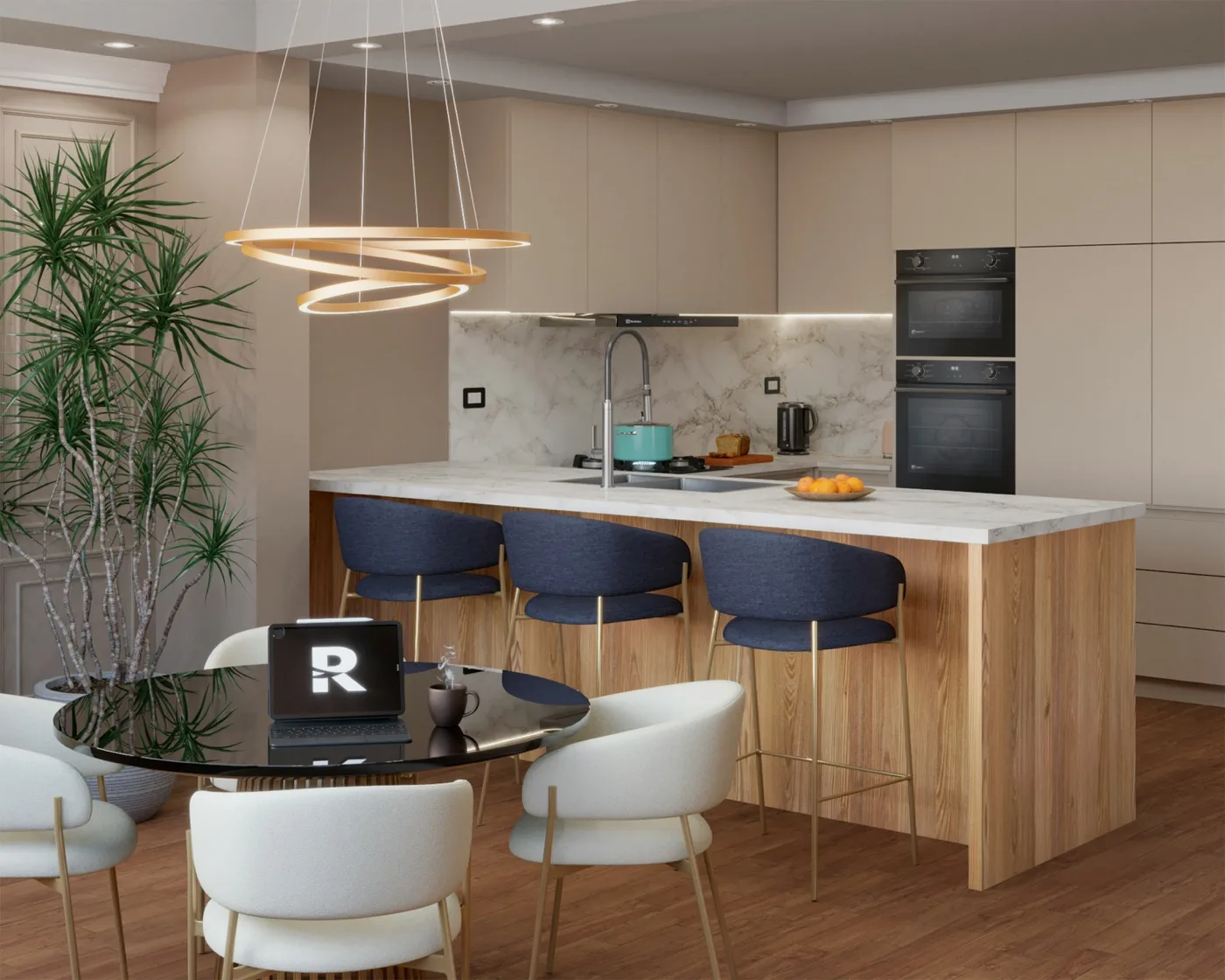 Moderne Küche in Creme