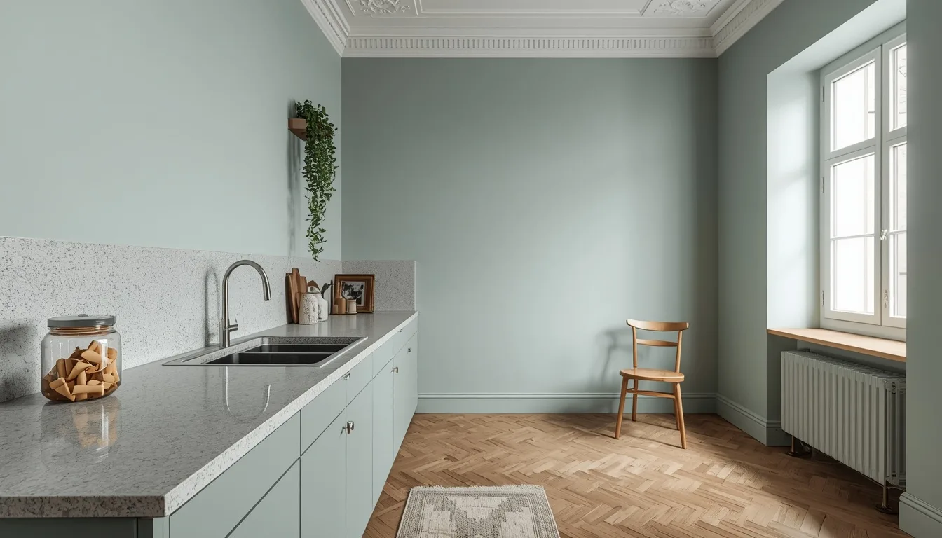 Küchenzeile in einer Altbauwohnung mit hoher Decke