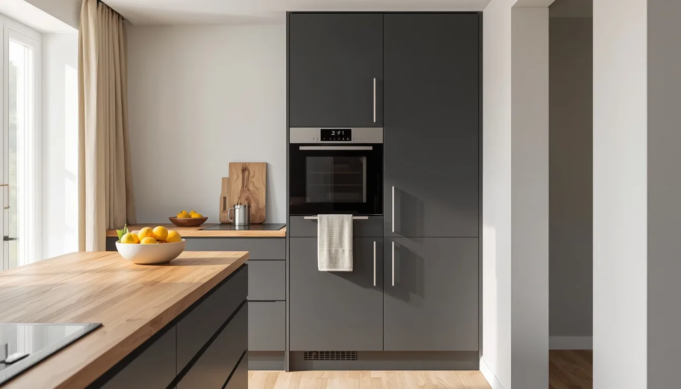 Hochschrank mit Backofen und Kühlschrank übereinander
