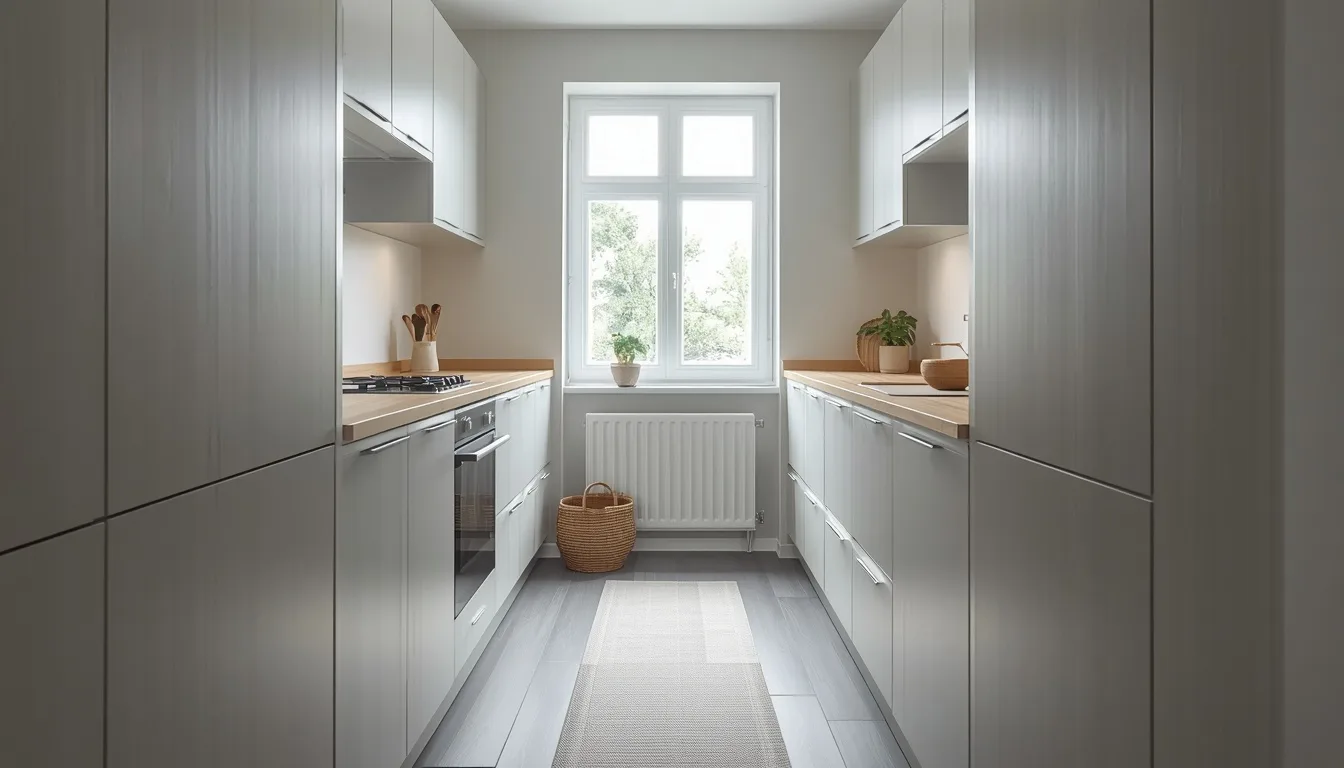 Kurze zweizeilige Küche in einer kleinen Wohnung